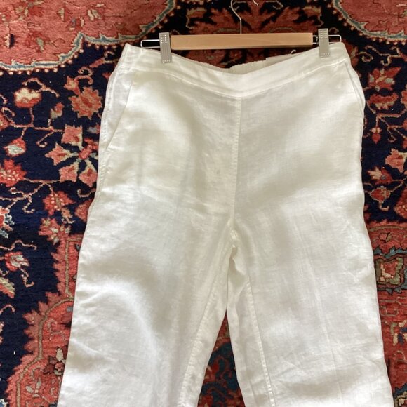 NWT Chico's White Linen Wide-Leg Pants With Elastic Waistband Size 4 - Picture 12 of 12